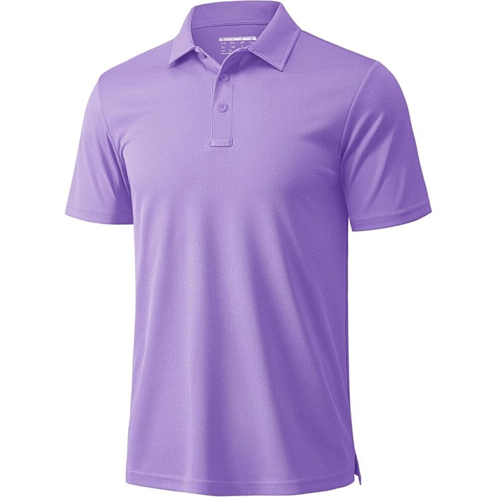 Men's Light Purple Short Sleeve Quick Dry Collared Moisture Wicking Polo Shirts